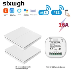 SIXWGH 16A WIFI Switch Smart Home Tuya App Remote Control Smart Timer Switch No Battery Light Switch Work with Google Home Alexa