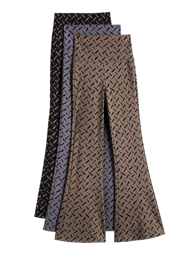Summer 2025 High Waist Bell Bot Yoga Pants Women's Casual Wear Star Print Elastic Slimming Faionable Trousers