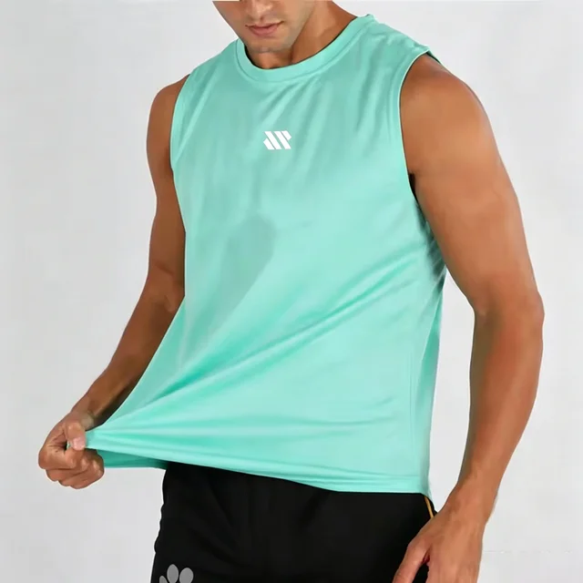 Męska koszulka bez rękawów do kulturystyki, siateczkowa koszulka fitness na siłownię, top do biegania, tank top, singlet, letnia koszulka sportowa męska.