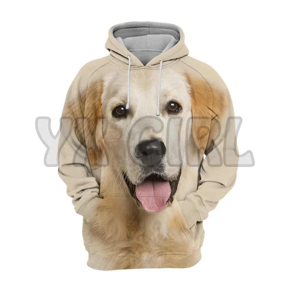 Sudadera con capucha con estampado 3D para hombre y mujer, suéter Unisex con estampado de animales, perros, Golden Retriever, chándal informal de calle