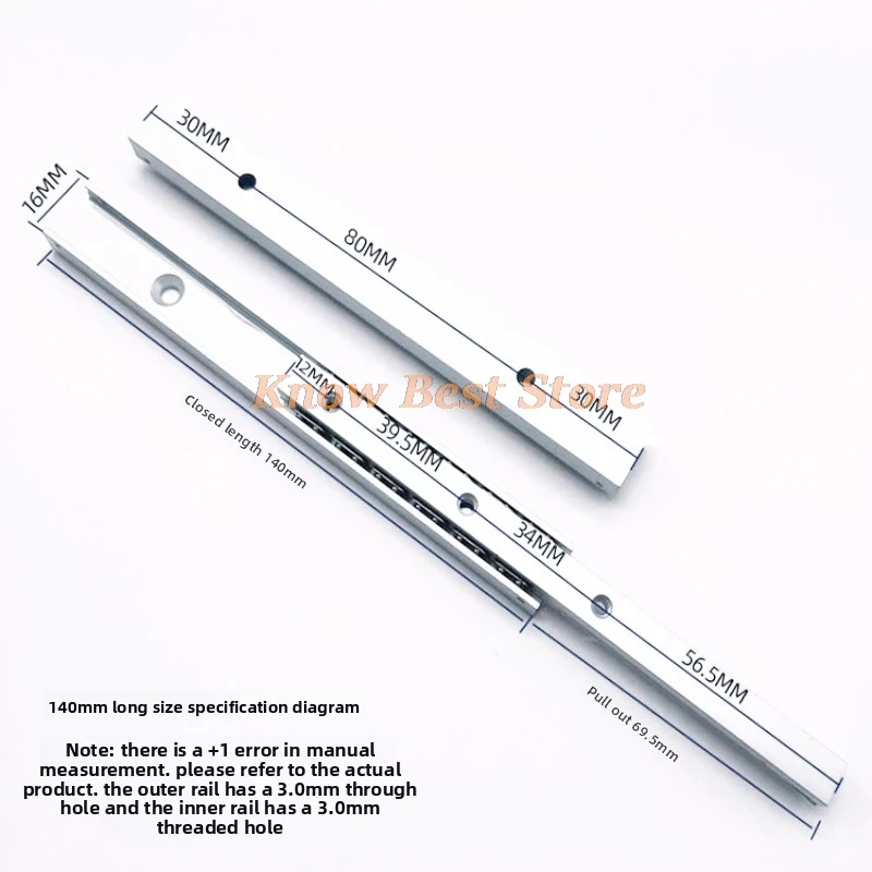 Thickened 2-Section Linear Small Guide Rail Miniature Slide Rail Slide Linear Guide Rail Two-Way Sliding Drawer Rail