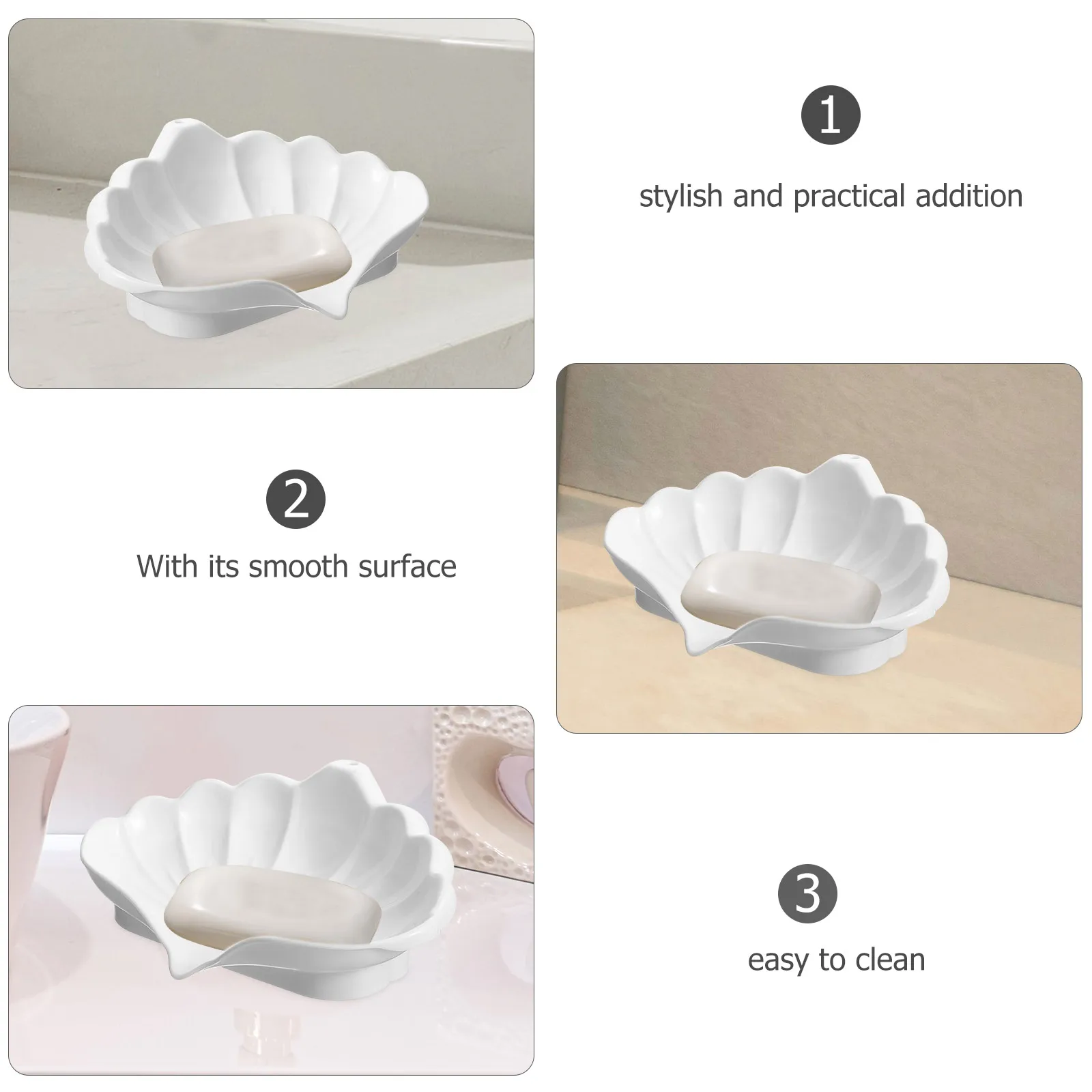 

Shell Soap Box 1 Countertop Dish Container Bathroom Tray Small Holder Shell Shaped Minimalist Non Slip Easy Clean Reusable