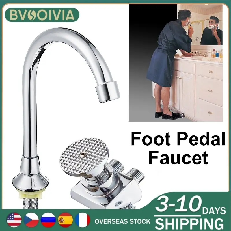 BVSOIVIA Medical Laboratory Tap Kitchen Faucet Foot Pedal Faucet Valve Durable Foot-Operated Control High Quality Flume Tap