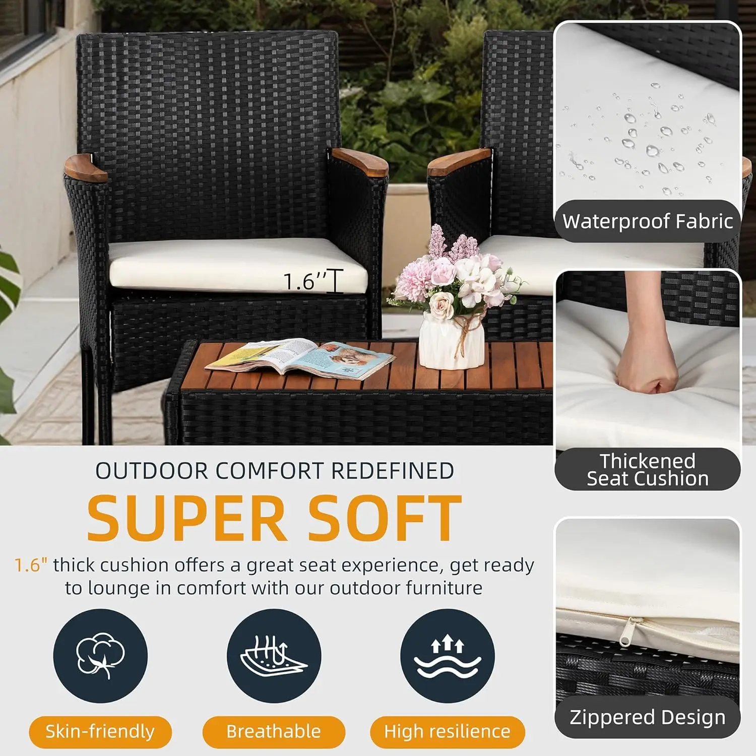 Multi Pieces Outdoor Patio Furniture Sets Conversation Sets Rattan Chair Wicker Set,Table, Backyard Porch Garden Poolside