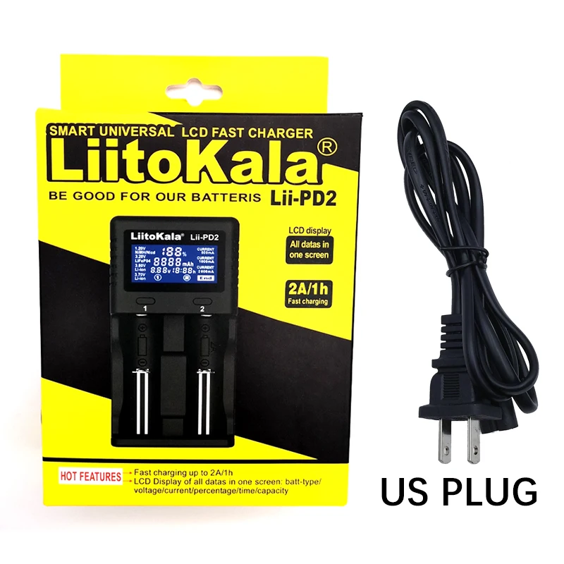 LiitoKala Lii-PD2 LII-PD4 battery Charger for 18650 26650 21700 18350 AA AAA 3.7V/3.2V/1.2V lithium NiMH batteries