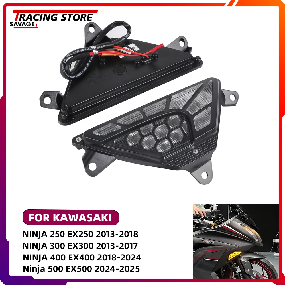

For Kawasaki Ninja 250 300 400 500 650 EX250 EX300 EX400 EX500 EX650 ZX-6R ZX636 ER-6F EX650 Front Turn Signal Light Indicator