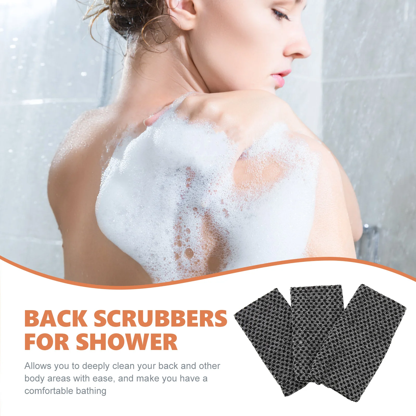 

3pcs Back Scrubber Exfoliating Bath Towels Long Strip Body Scrubbing Tool For Shower Bathroom Accessory Portable Travel Use