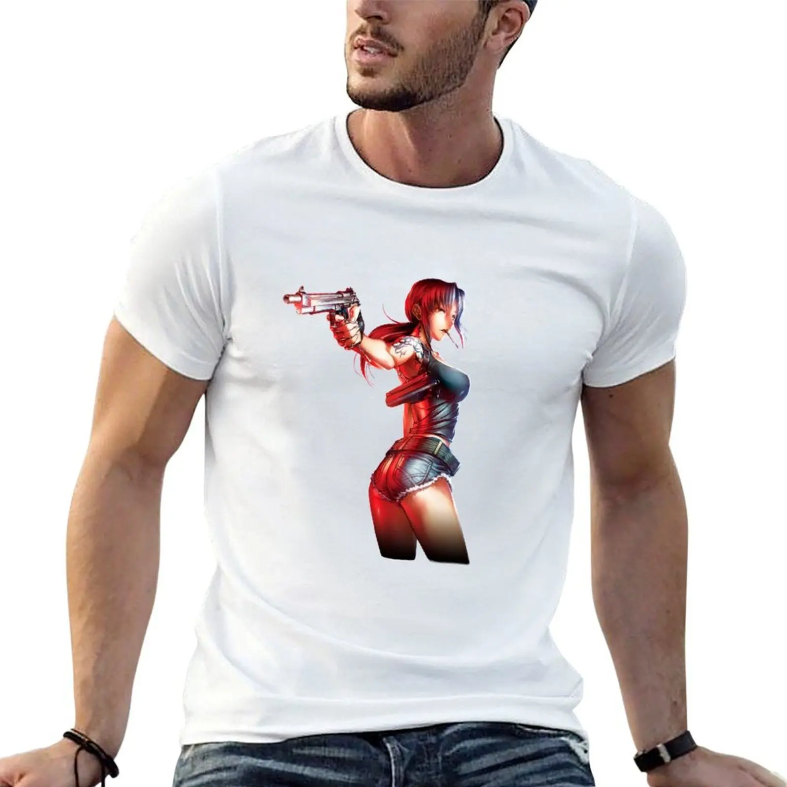 

Lagoon man a t tshirt shirt Revy man with Black shirt man T-Shirt gun graphic t cotton
