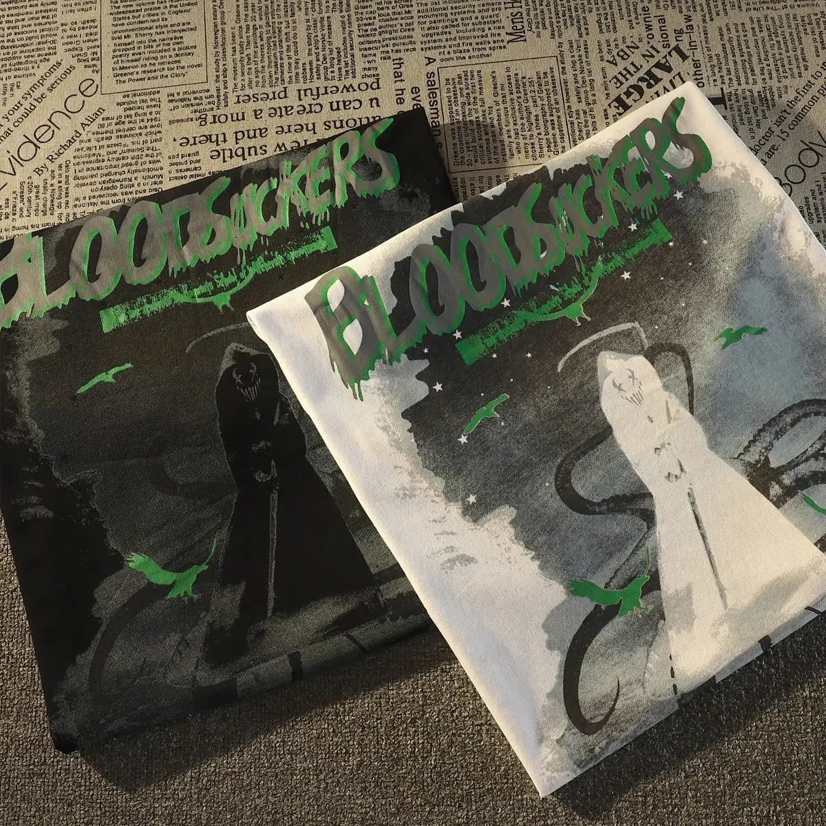 American Cotton High Street Dark Death Short Sleeve T-shirt for MenSummer Loose Versatile Hip Hop Couple Half Sleeve Topins