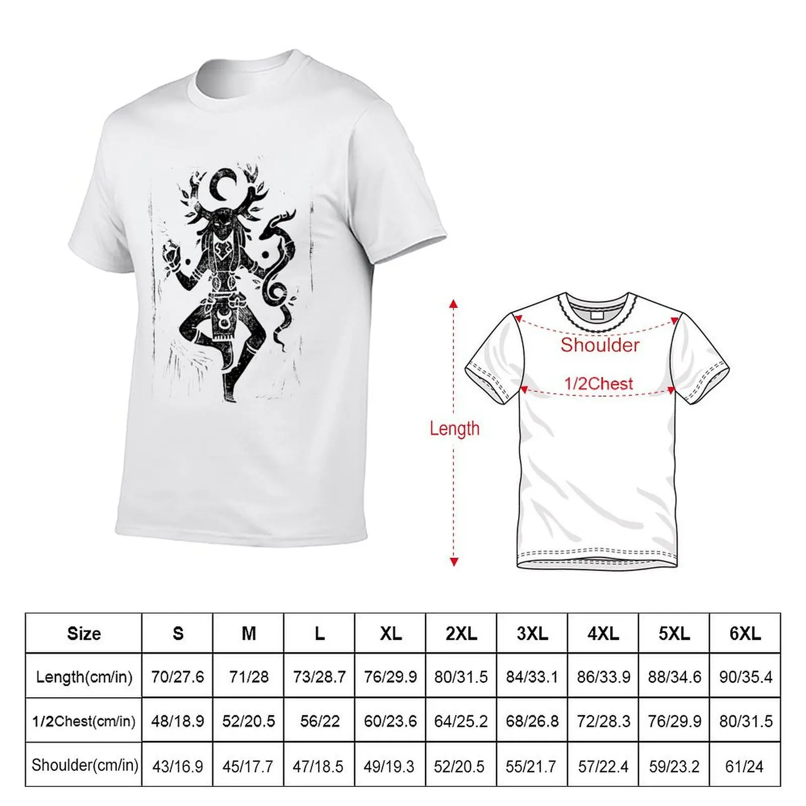 ART BY Linocut Black BLEUTS - Cernunnos T-Shirt Basic Daily Outfit Short Sleeve Tee
