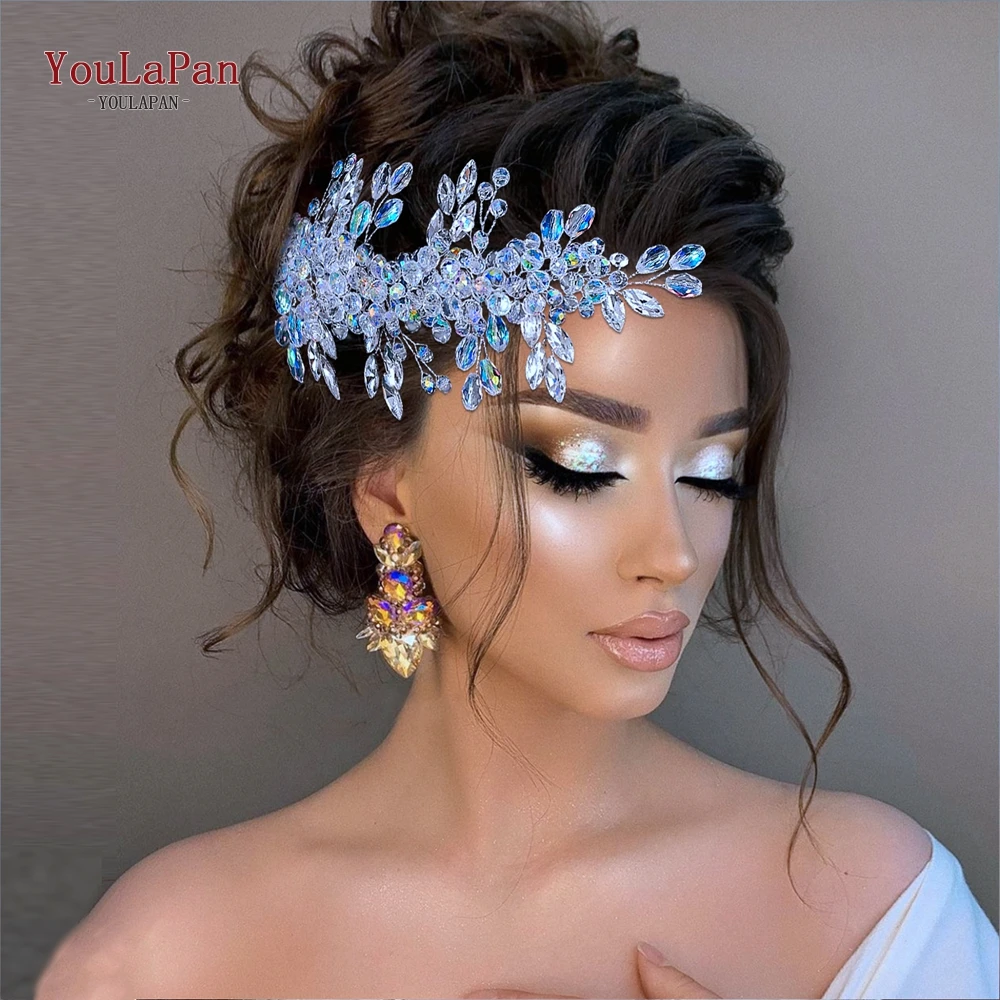 

TOPQUEEN Wedding Bridal Crystal Headpiece Rhinestone Headband Bride Hair Accessories Bridesmaid Hair Band Party Hairwear HP882