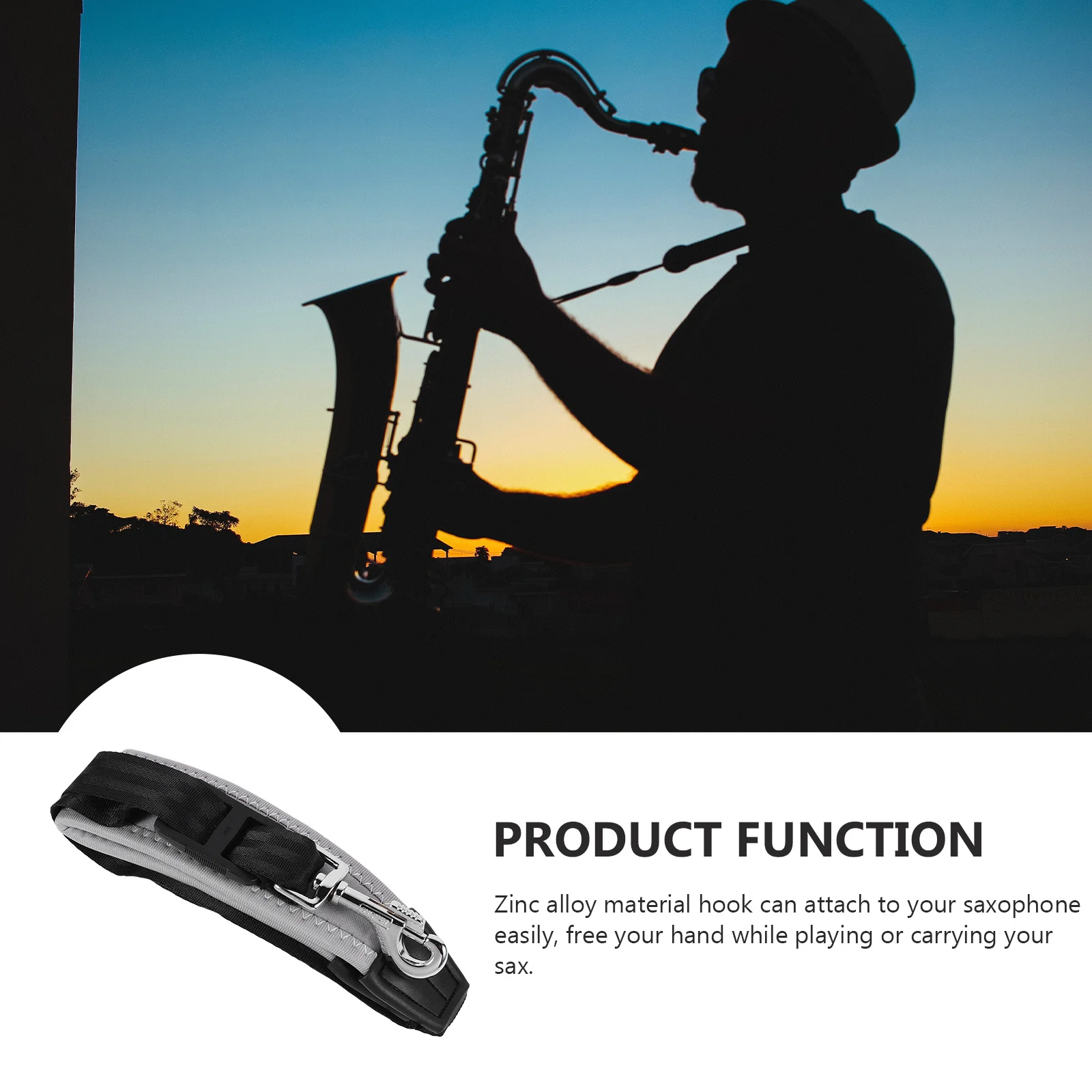 

Saxophone Neck Strap 47-61cm Adjustable Length Comfortable Wear Strong Anti-Rust Zinc Alloy Hook Saxophone Shoulder Strap