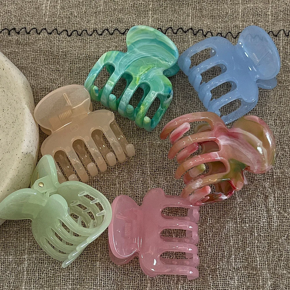 High Quality PC Mini Shark Hair Claw Clips Gradient Jelly Transparent Hair Jaw Clamp Women Back Head Daily Hair Accessories - view 2