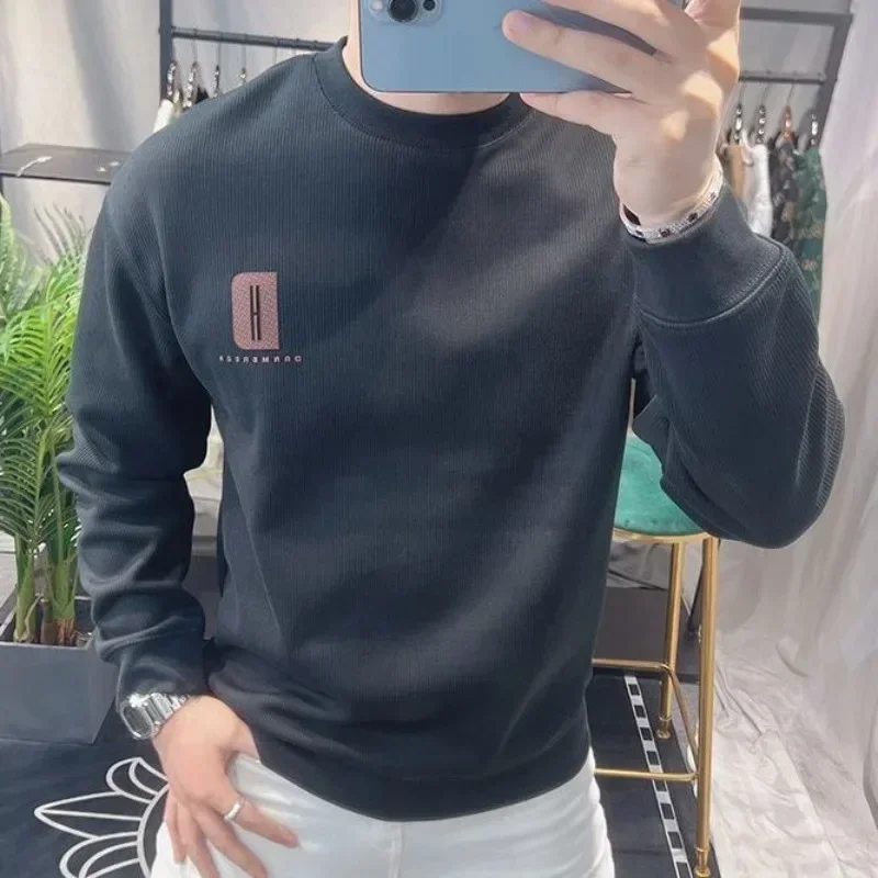 Harajuku Fashion Autumn Sweatshirts for Men Round Neck Crewneck Emo Sweat Shirt Novelty And Overfit One Piece Funny Man Pullover