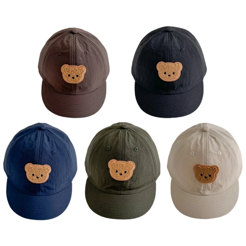 Cartoon Bear Kids Baseball Hat Quick Drying Sun Hat Infants Fashioanble Sunshade Caps for Daily and Outdoor