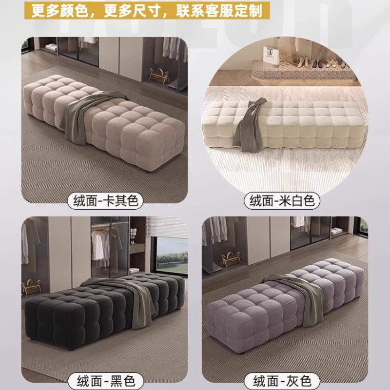 #modern Luxury Italian Light Ottomans Stool BedroomVelvet Sofa LivingRoom Cloakroom Shoe Changing Stool Hallway BedEnd Ottoman r