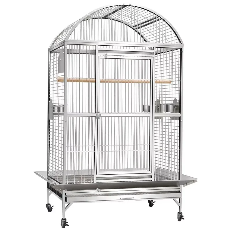 

Extra Large 304 Stainless Steel Bird Cage, Solid Pattern with Button for Parrot Breeding