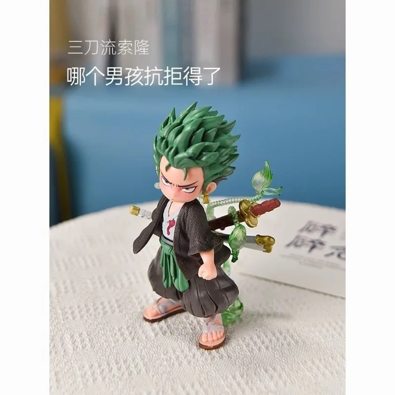 One Piece anime peripheral cartoon Kawaii Q version Zoro Luffy character model trendy personalized ornaments Christmas gift