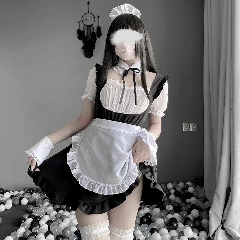 Maid Cosplay Sexy Erotische Kawaii Lingerie Ruche Transparante Kostuums Hoge Kwaliteit Verleiding Jurk