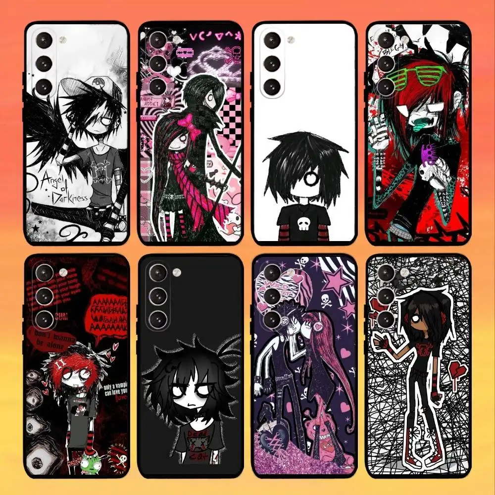 

Love Black and Cute Emo Phone Case For Samsung Galaxy A73,A72,A71,A70,A53,A52,A51,Others Soft Black Cover