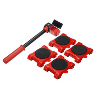 5pcs Heavy Duty Furniture Lifter Transport Tool Furniture Mover Set 4 Move Roller Wheel Bar for Lifting Moving Furniture Helper