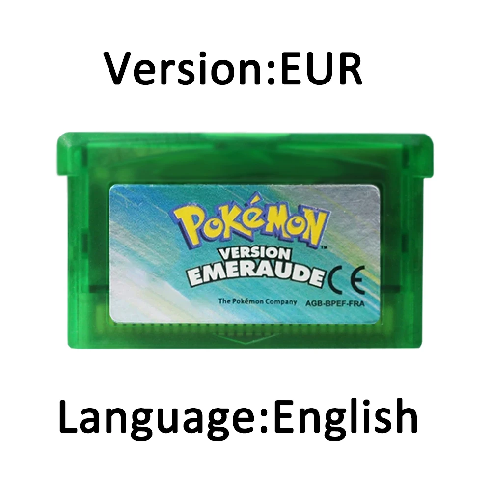 GBA Game Cartridge 32-bit Video Game Console Card Pokemon Esmeralda Zafiro Verde Hoja Rubi Rojo Fuego Version For GBA/NDS