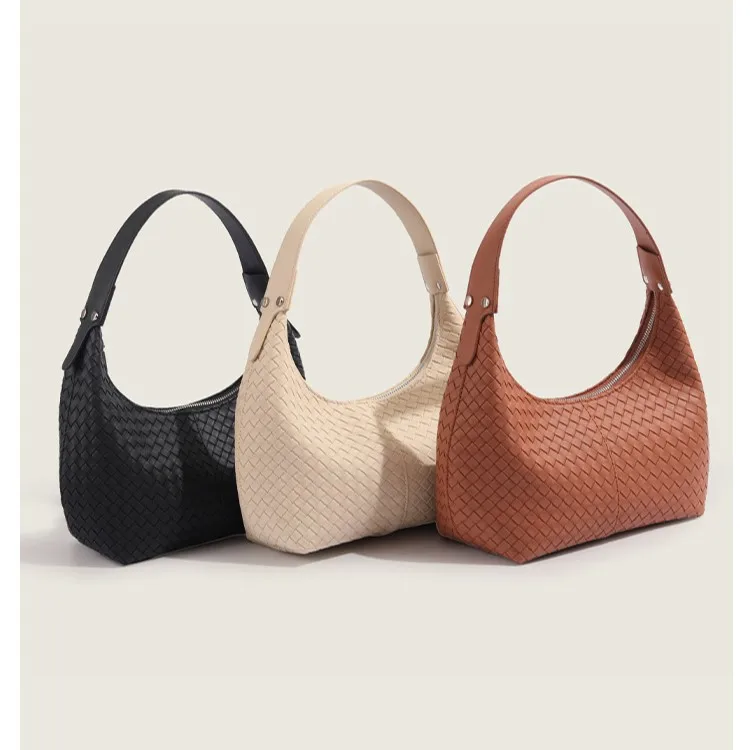 Woven Pattern Handbag Women Stylish Suitable Commuting Simple Unique Design Single-shoulder Underarm Fashionable