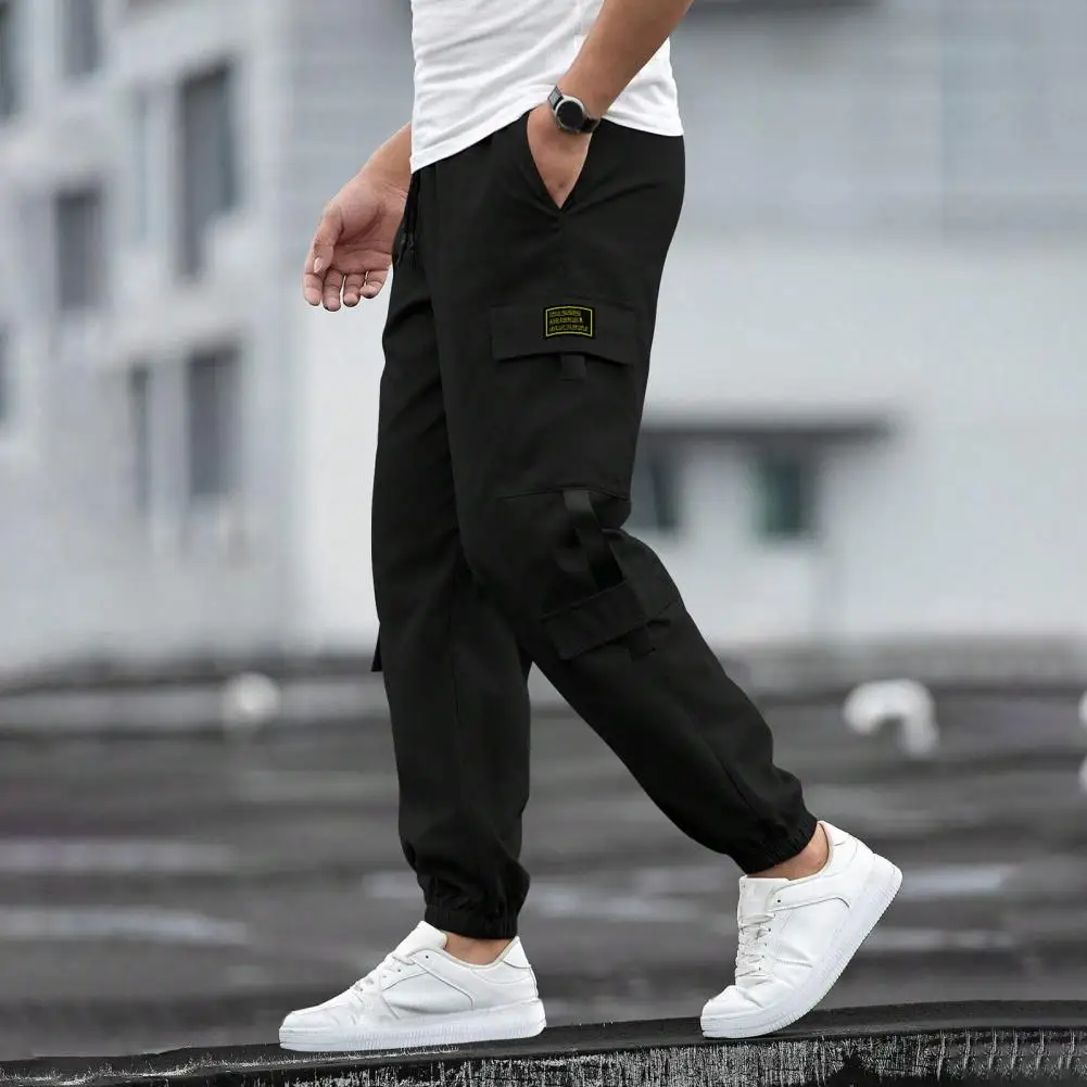 Male Cargo Pants Men's High Street Style Cargo Pants with Multi Pockets Retro Ankle-banded Trousers for Daily Wear Outdoor Work