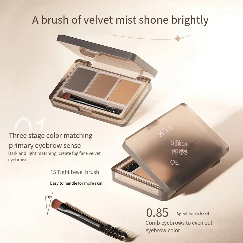 Tri-color Eyebrow Powder Soft Natural Fine Powder Waterproof Sweat-proof Lasting Eye Shadow Highlight Shadow Three-in-one