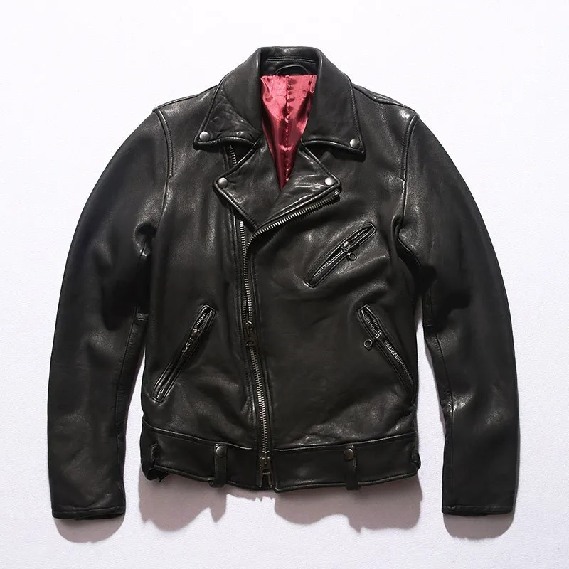 New men's and women's leather non-water-dyed vegetable-tanned water-washable layer cotton motorcycle