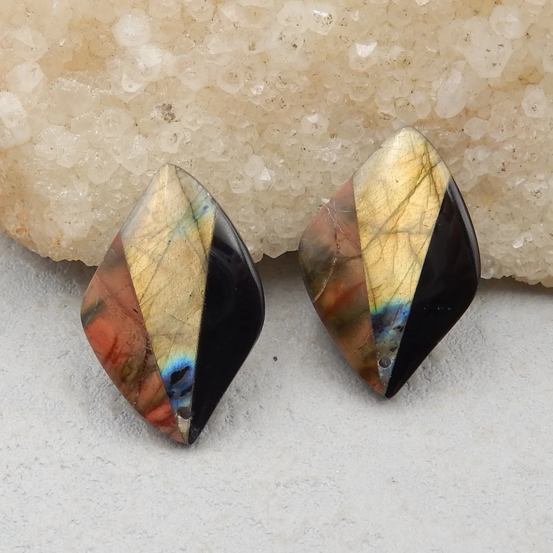 Labradorite,Multi-Color Picasso jasper  intarsia fashion woman  Earrings,Trendy Jewelry Women Earrings Accessories,28x17x5mm6.2g