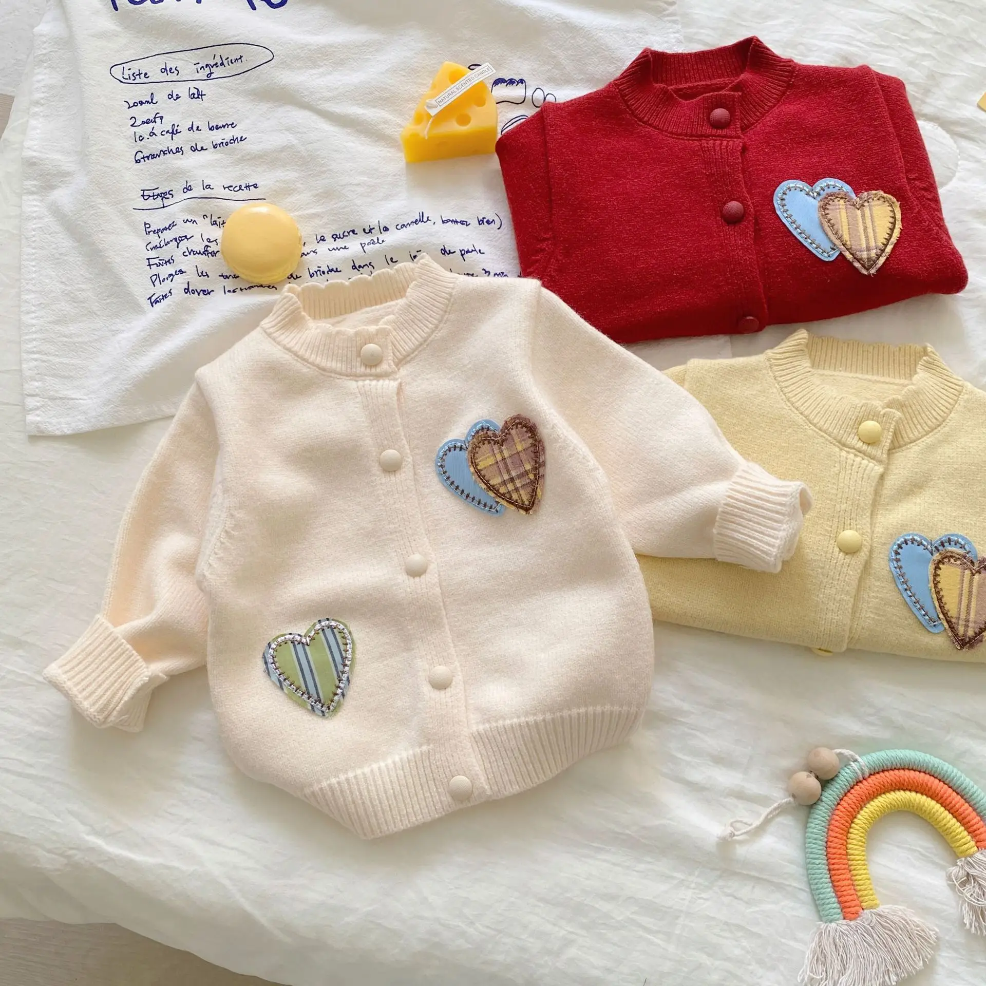 Infant Girl Heart Knitted Cardigan + Pants 2pcs Suit Toddler Casual Sweater Outfits 2025 Autumn New Baby Long Sleeve Clothes Set