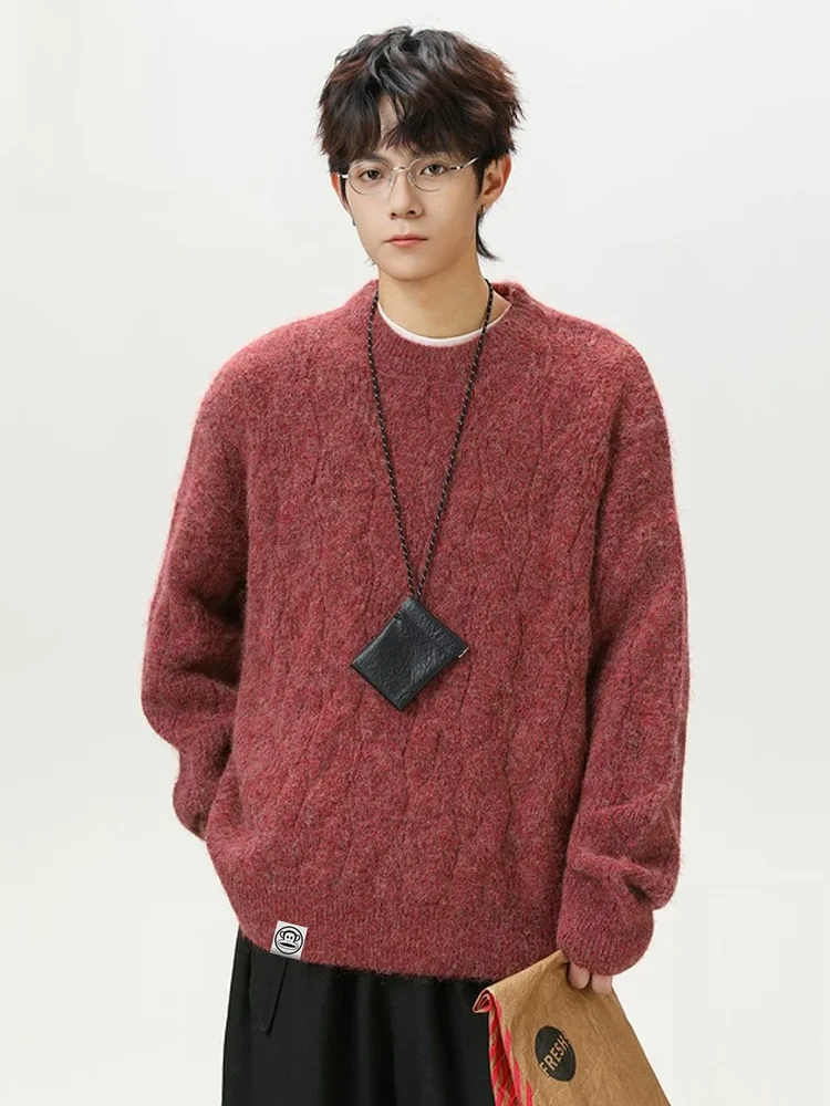 

PaulFrank round Ne Knitted Sweater for Men Loose Fit Spring Casual Sle Red New Year Couple's Loose Fit Spring Knitwear