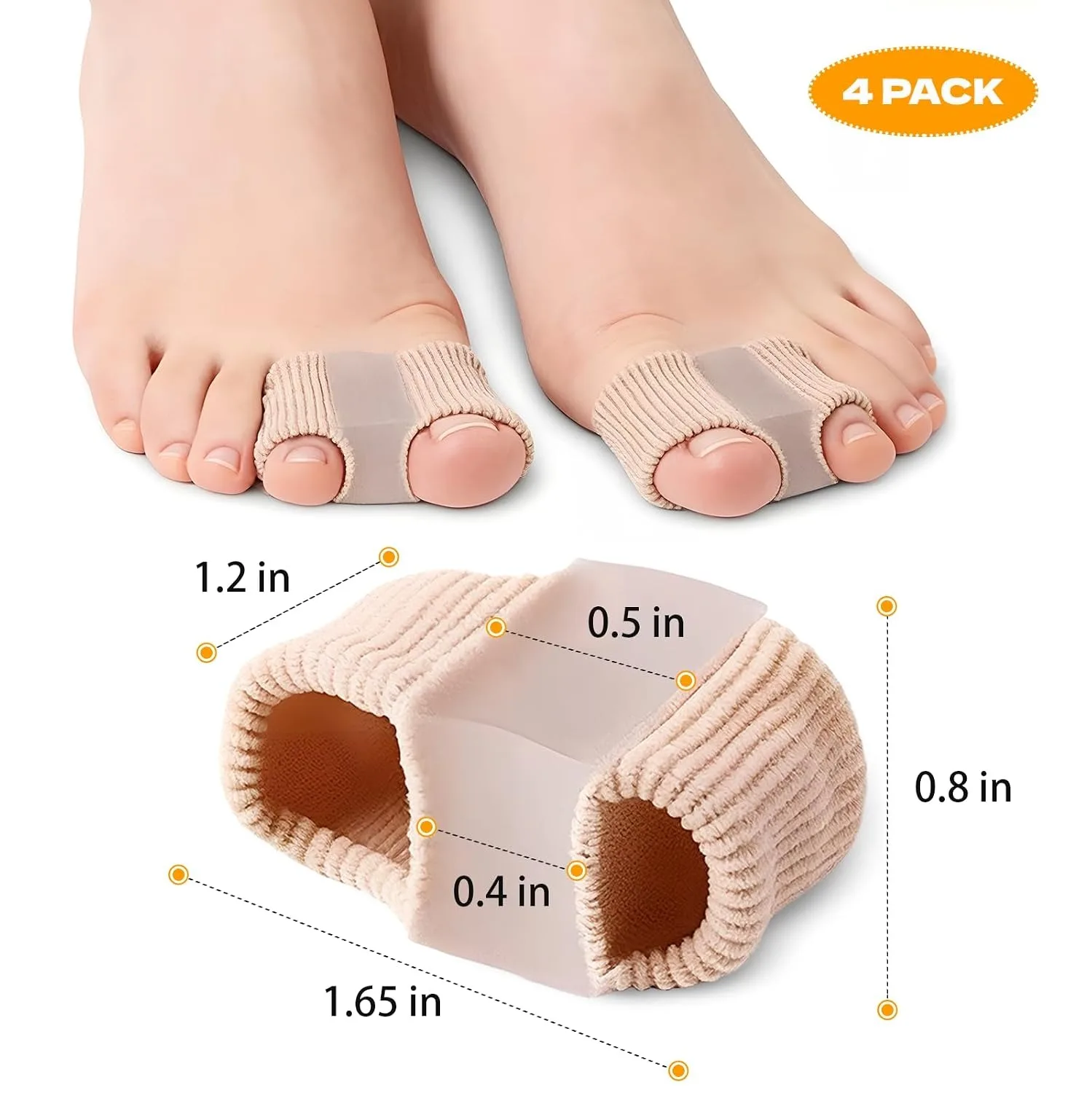 4PCS Bunion Toe Separators for Overlapping Toes Women Men,Gel Toe Spacers Bunion Corrector with 2 Loops for feet, Hammer Toe