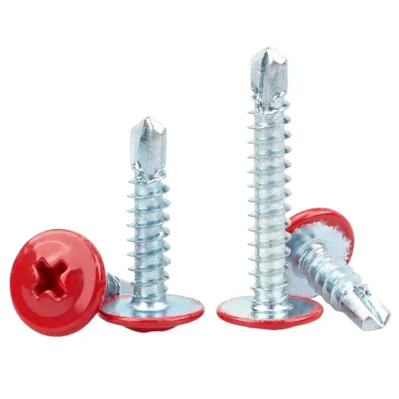 50szt Okrągła Głowica Czerwona Środkowa Śruby Samogwintujące Śruby z łbem krzyżowym Podkładka do wiertarki Warszawskiej Długość Dovetai Phillips Wiercenie kratownicy
