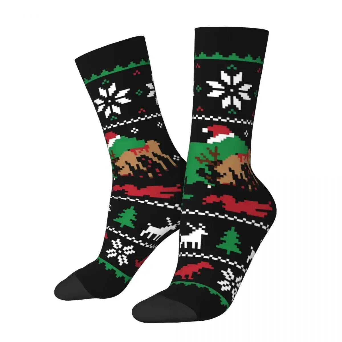 

Funny Happy Men's Socks Dinosaur Ugly Christmas Retro Harajuku Street Style Novelty Seamless Crew Crazy Sock Pattern Printed