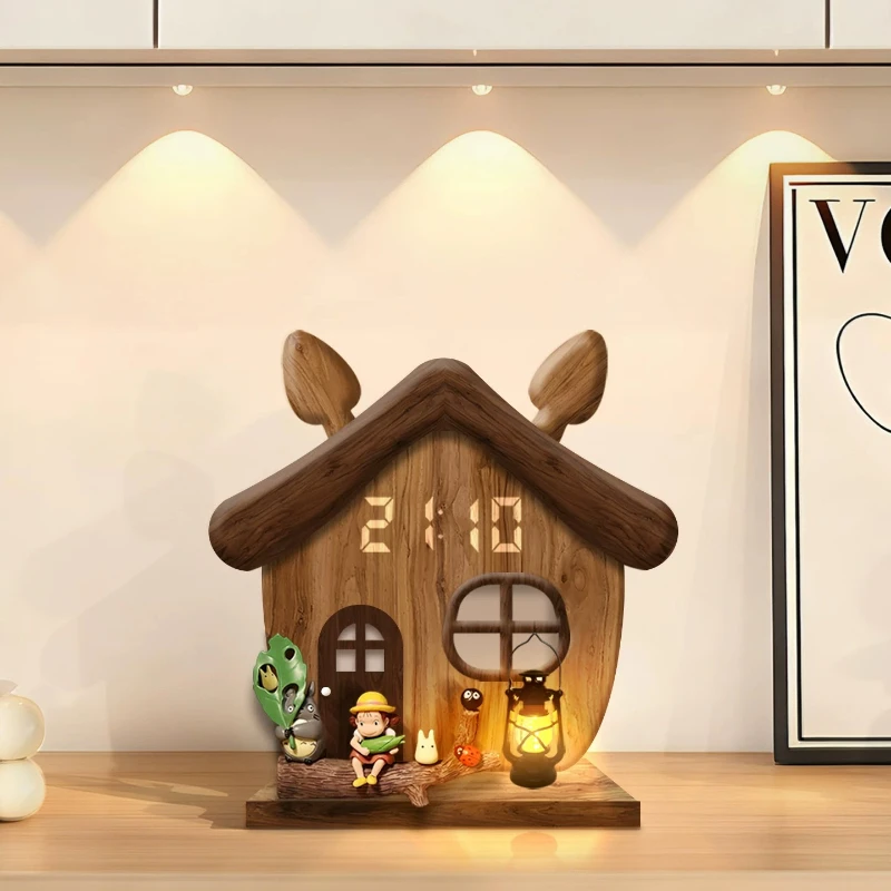 Mid-century Desktop Clock Figurine Blind Box Organizer Office Table Watch Display Rack for Workstation Household Decor Ornament