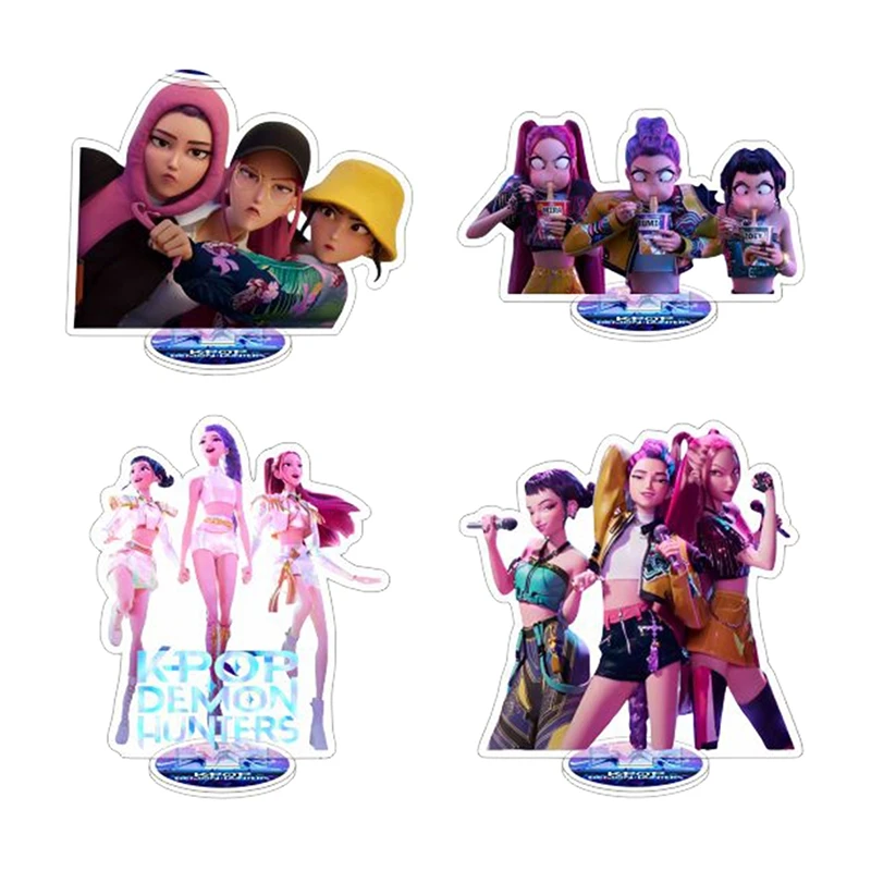 Kpop شيطان هون الاكريليك حامل سطح المكتب ديكور الوقوف زخرفة شخصيات كرتونية الحرفية هنتركس الفتيات مجموعة الأفلام الأجهزة الطرفية #5