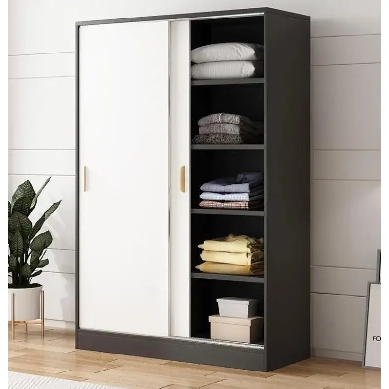 

Современная простая маленькая семейная спальня, аренда комнаты, шкаф для хранения раздвижной двери, небольшой простой детский шкаф, мебель