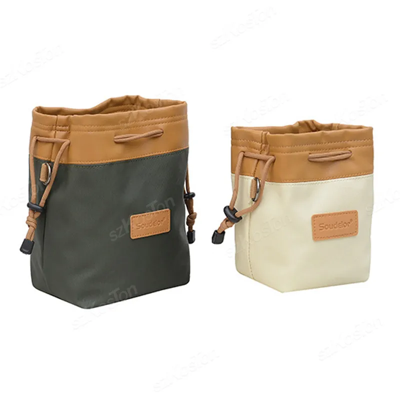 Camera Storage Bag Drawstring Stitching Photo Mirrorless Lens Travel Single Shoulder Bag For Canon Nikon Sony Pentax Case 2024