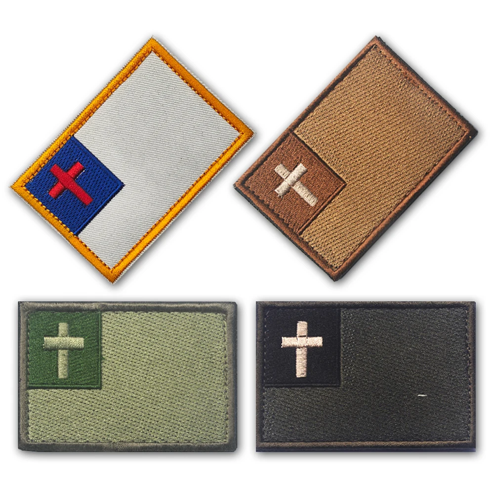 Jesus Christian Flags Embroidered Patches Tactical Shoulder Appliques Armband Decorative Badges For Backpack Cap Hat