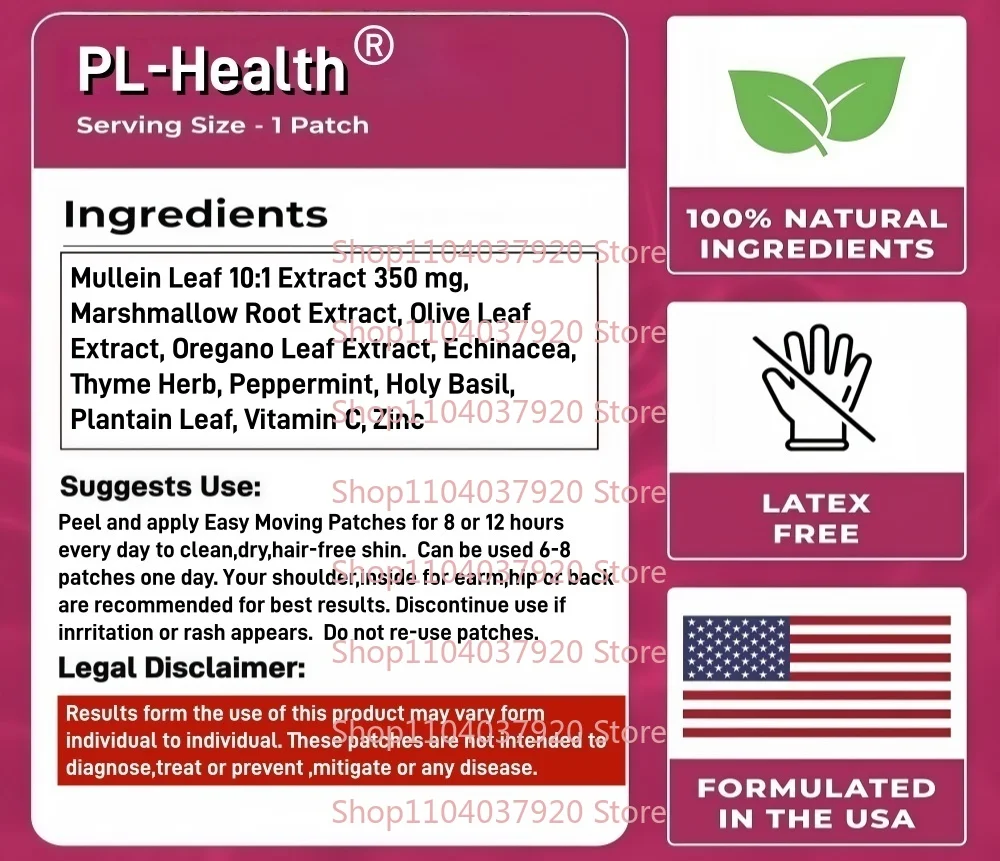 30 Patches Mullein Leaf Transdermal Patches Lungenentgiftung für Raucher zur Unterstützung gesunder Lunge und klarer Atmung