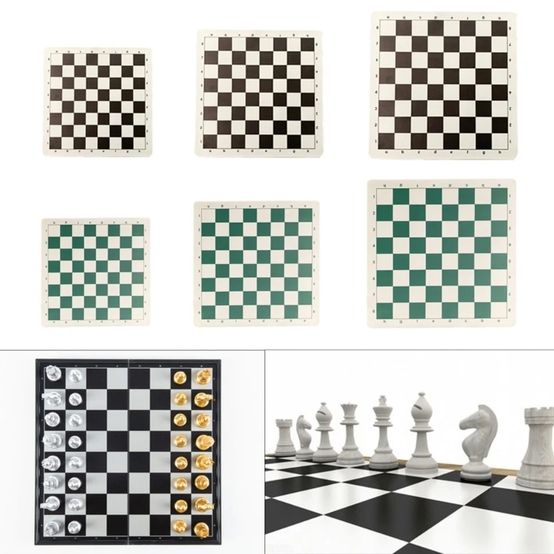 Lightweight PU Leather Chess Board 34/43/51cm Portable Soft Rollable Leather Durable Chess Board Flat International Chessboard