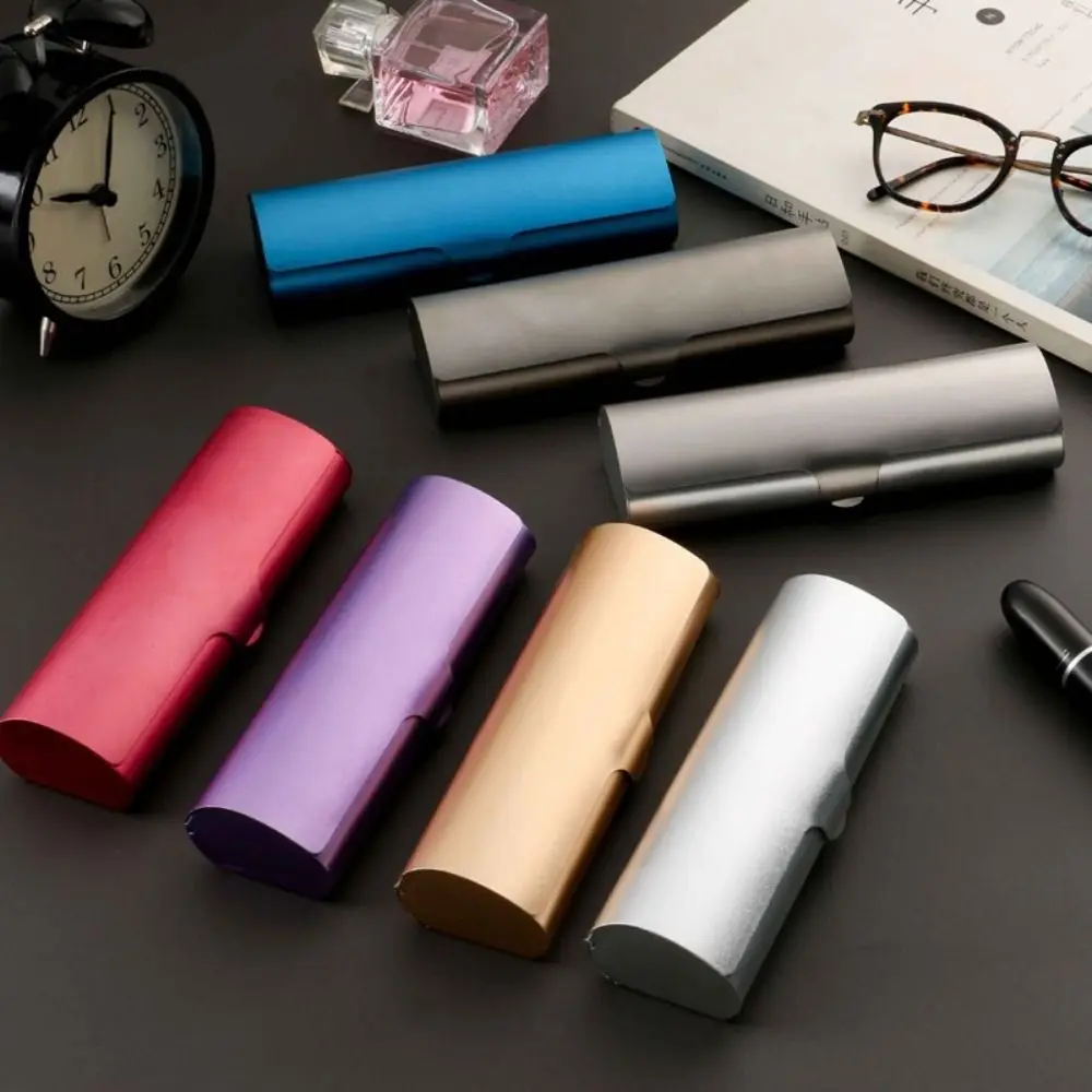 Capsule Eyeglass Cases Women Hard Glasses Case Men Aluminum Spectacle Case Lined for Reading Glasses Protecter Eyewear Accessori
