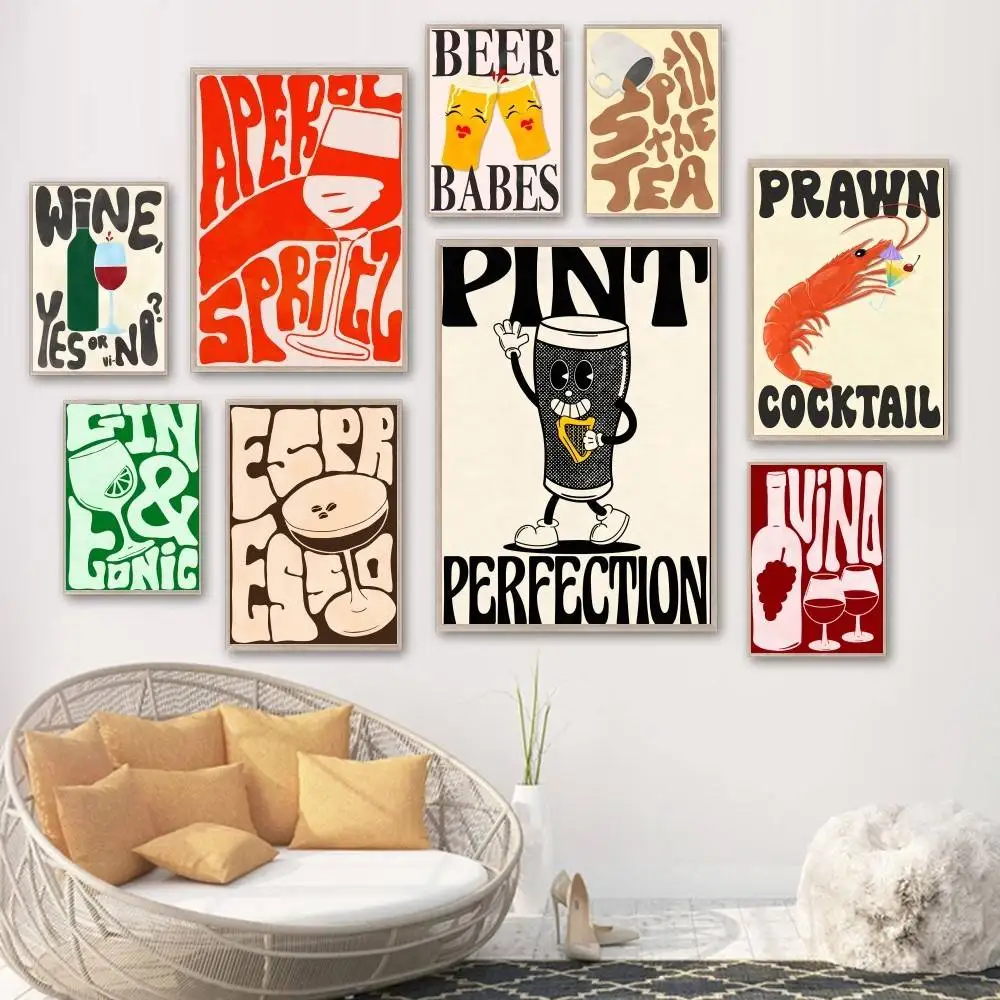 خمر نمط اسبريسو مارتيني البيرة الجن النبيذ شرب المشارك غرفة نوم السرير جدار ديكور غرفة المعيشة مدخل جدارية #2