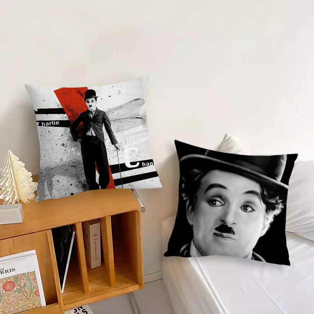 Funny Comedian Sofa Living Room Bedroom Headboard Backrest Cushion Square Cushion Nap Time C-Charlie C-Chaplin Pillow Case