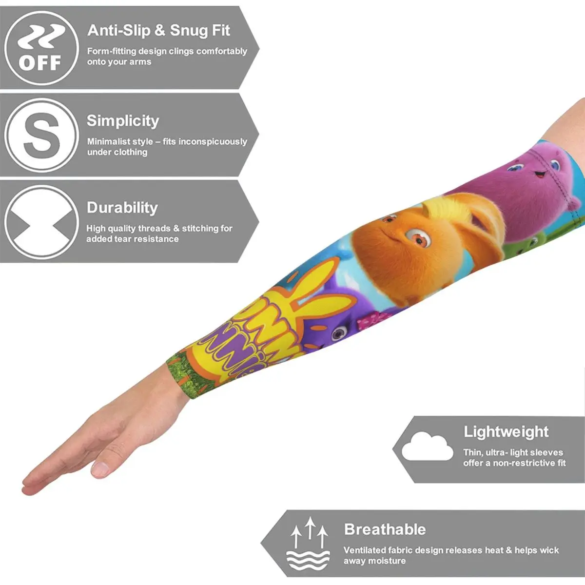 

Солнечные кролики аниме мультфильм нарукавники мужчины женщины защита от солнца УФ-лучей татуировка прикрытие спорт охлаждение велоспорт