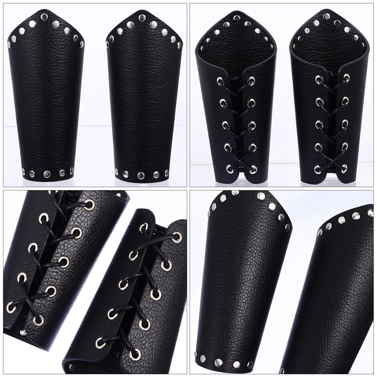 Medieval Armor Hand Muffs for Men, Luvas Pulseira, PU Resistente Pulseira Preta