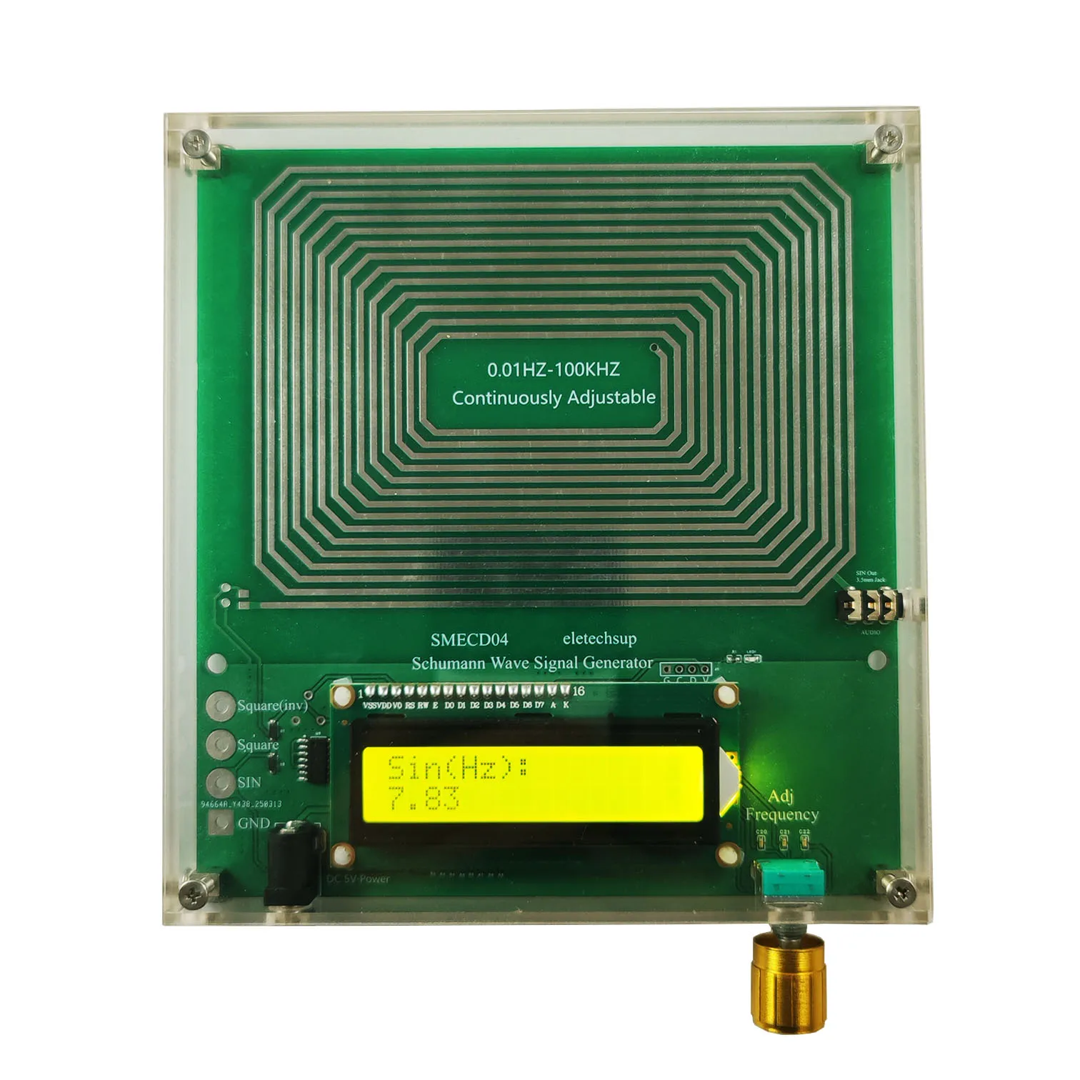 Resonator Frequency Schumann 0.01-100Khz Signal Generator Premium Adjustable Incl. Overvoltage Protection