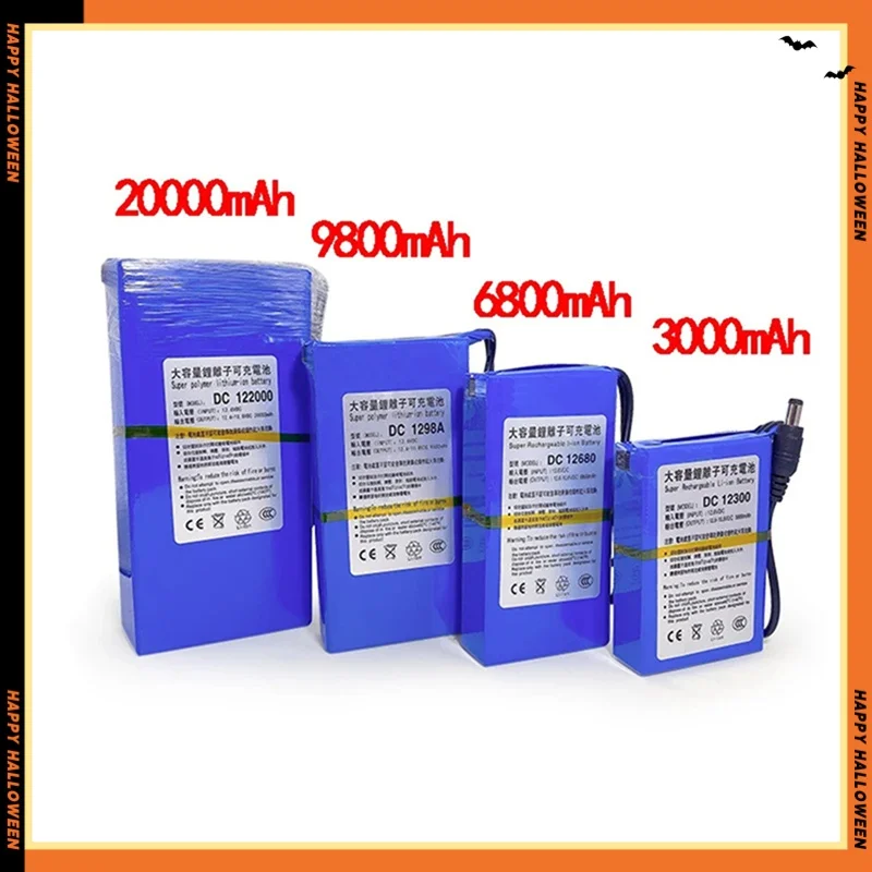 Rechargeable Li-ion Battery, High Capacity AC Charger, 4 Traffic Development Types, New, DC 12V, 6800-20000 mAh